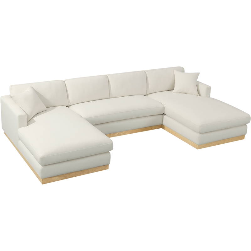 Meridian Furniture Johanna Cream Linen Textured Fabric 3pc. Sectional