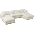 Meridian Furniture Johanna Cream Linen Textured Fabric 3pc. Sectional