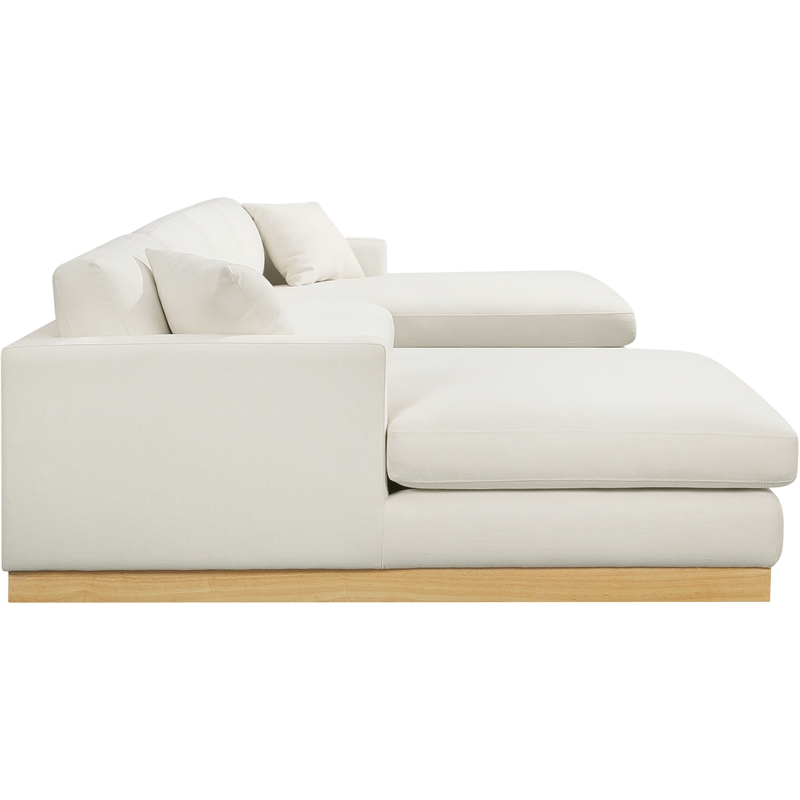 Meridian Furniture Johanna Cream Linen Textured Fabric 3pc. Sectional