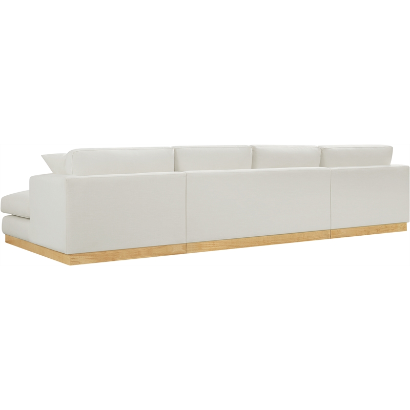 Meridian Furniture Johanna Cream Linen Textured Fabric 3pc. Sectional