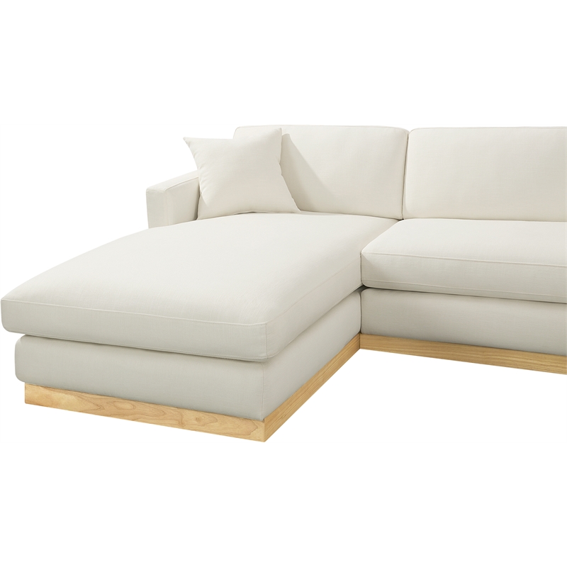 Meridian Furniture Johanna Cream Linen Textured Fabric 3pc. Sectional