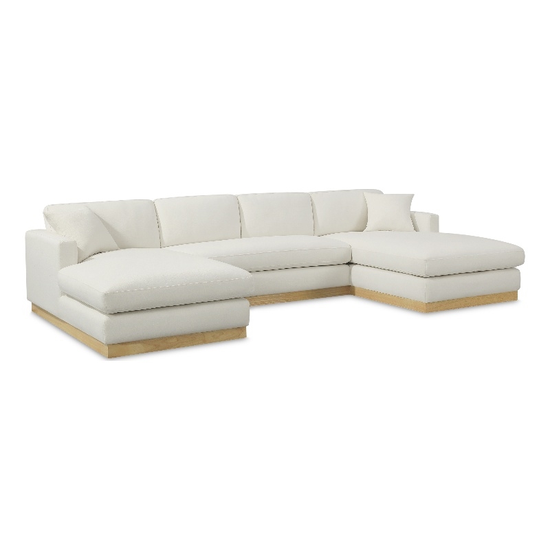 Meridian Furniture Johanna Cream Linen Textured Fabric 3pc. Sectional