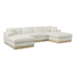 Meridian Furniture Johanna Cream Linen Textured Fabric 3pc. Sectional
