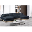 Meridian Furniture Johanna Navy Linen Textured Fabric 3pc. Sectional