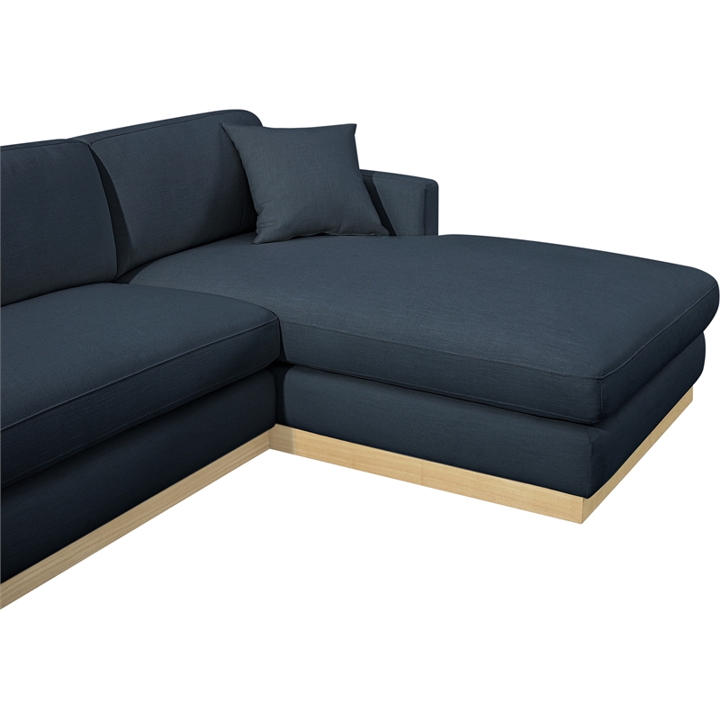 Meridian Furniture Johanna Navy Linen Textured Fabric 3pc. Sectional