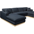 Meridian Furniture Johanna Navy Linen Textured Fabric 3pc. Sectional