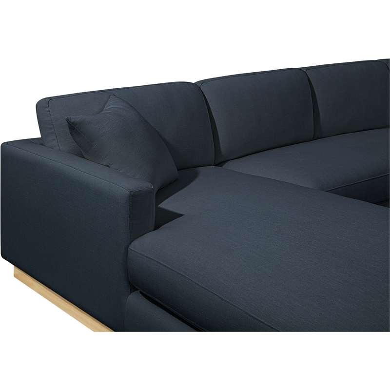 Meridian Furniture Johanna Navy Linen Textured Fabric 3pc. Sectional