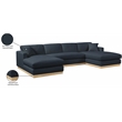 Meridian Furniture Johanna Navy Linen Textured Fabric 3pc. Sectional