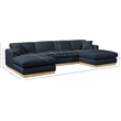 Meridian Furniture Johanna Navy Linen Textured Fabric 3pc. Sectional