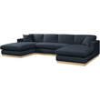 Meridian Furniture Johanna Navy Linen Textured Fabric 3pc. Sectional