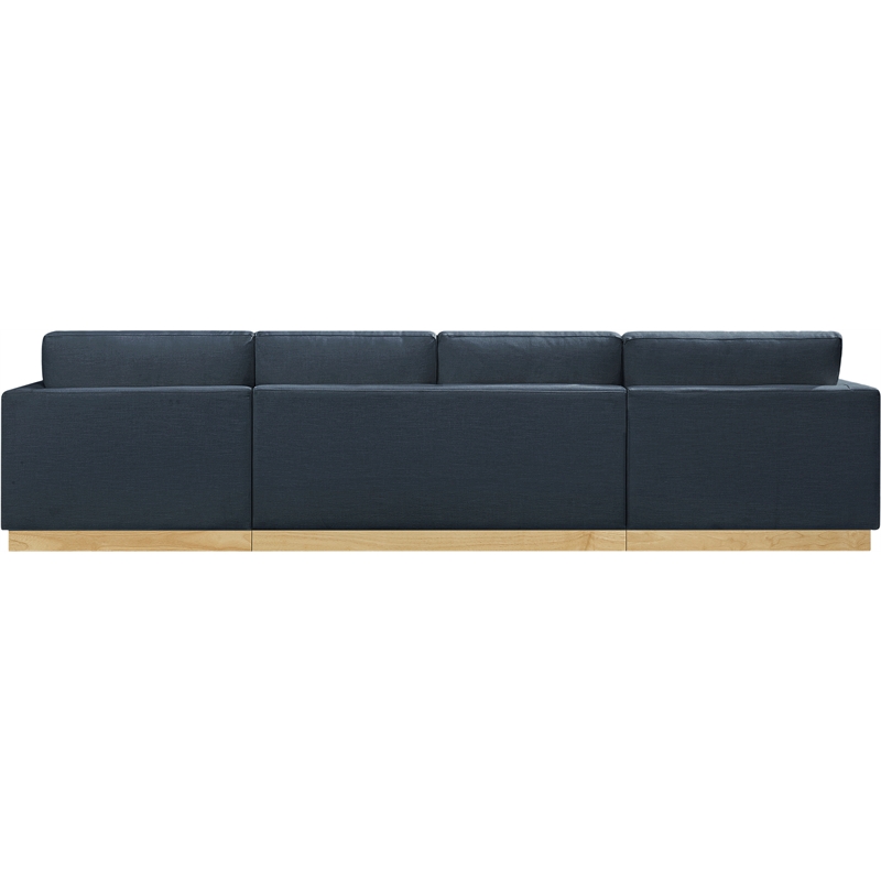 Meridian Furniture Johanna Navy Linen Textured Fabric 3pc. Sectional
