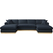 Meridian Furniture Johanna Navy Linen Textured Fabric 3pc. Sectional