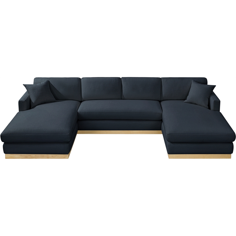 Meridian Furniture Johanna Navy Linen Textured Fabric 3pc. Sectional