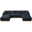 Meridian Furniture Johanna Navy Linen Textured Fabric 3pc. Sectional