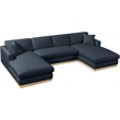 Meridian Furniture Johanna Navy Linen Textured Fabric 3pc. Sectional