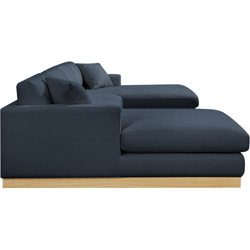 Meridian Furniture Johanna Navy Linen Textured Fabric 3pc. Sectional
