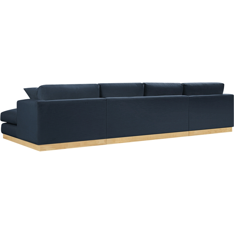 Meridian Furniture Johanna Navy Linen Textured Fabric 3pc. Sectional