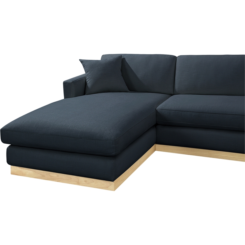 Meridian Furniture Johanna Navy Linen Textured Fabric 3pc. Sectional