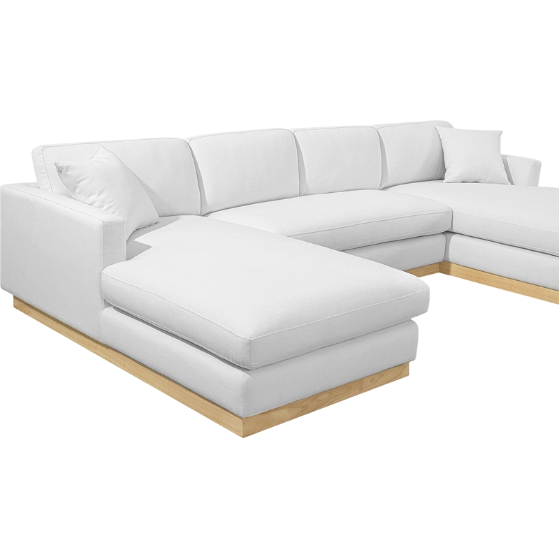 Meridian Furniture Johanna White Linen Textured Fabric 3pc. Sectional