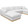 Meridian Furniture Johanna White Linen Textured Fabric 3pc. Sectional