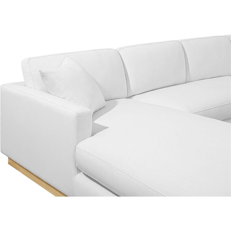 Meridian Furniture Johanna White Linen Textured Fabric 3pc. Sectional