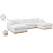 Meridian Furniture Johanna White Linen Textured Fabric 3pc. Sectional