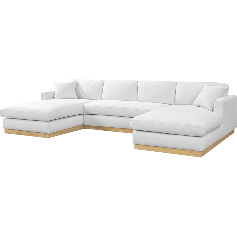 Meridian Furniture Johanna White Linen Textured Fabric 3pc. Sectional
