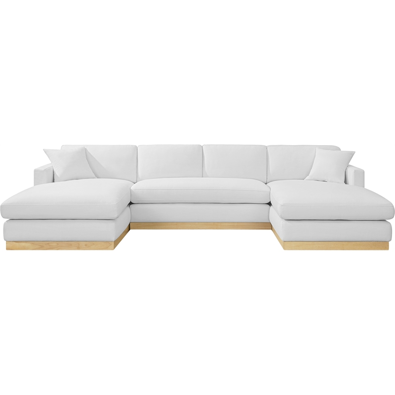 Meridian Furniture Johanna White Linen Textured Fabric 3pc. Sectional