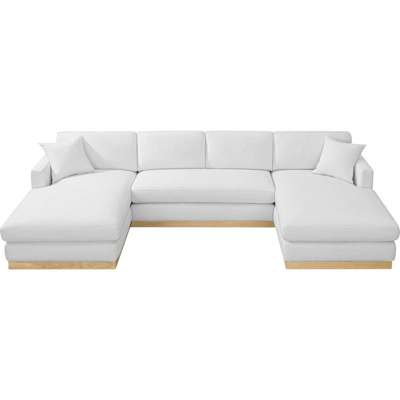 Meridian Furniture Johanna White Linen Textured Fabric 3pc. Sectional