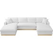 Meridian Furniture Johanna White Linen Textured Fabric 3pc. Sectional