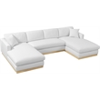 Meridian Furniture Johanna White Linen Textured Fabric 3pc. Sectional