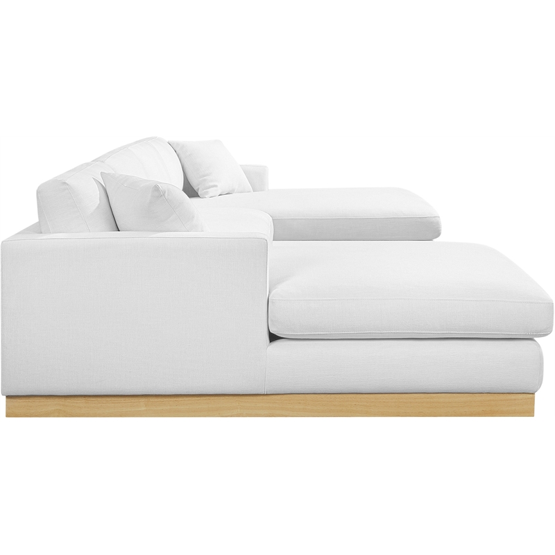 Meridian Furniture Johanna White Linen Textured Fabric 3pc. Sectional
