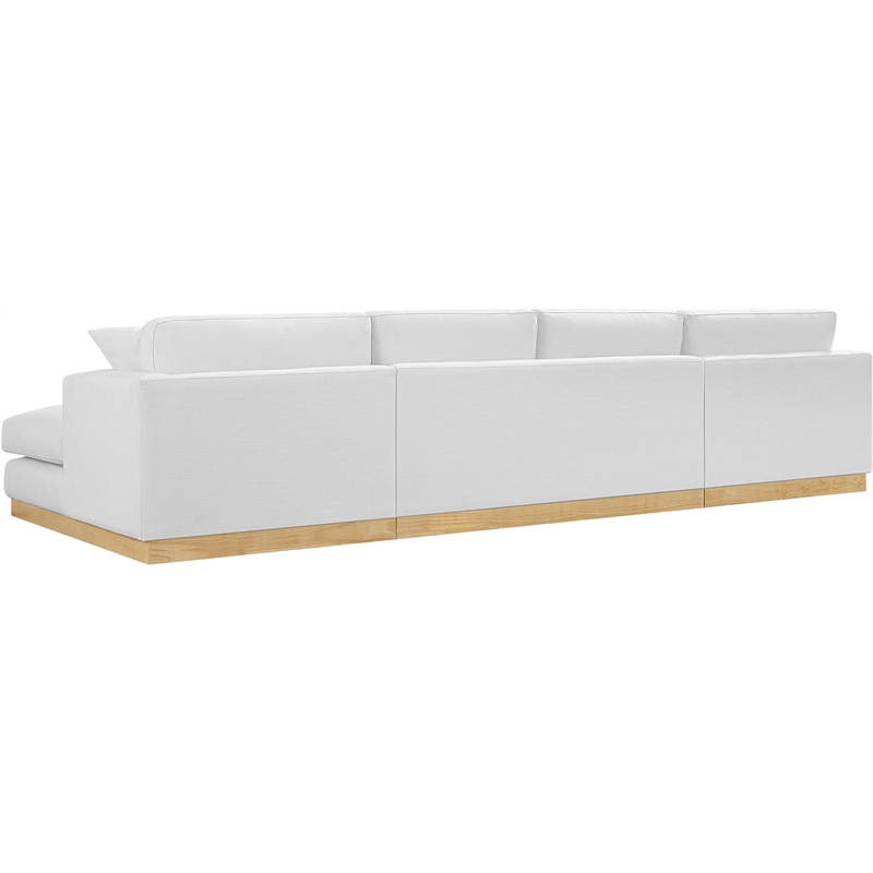 Meridian Furniture Johanna White Linen Textured Fabric 3pc. Sectional