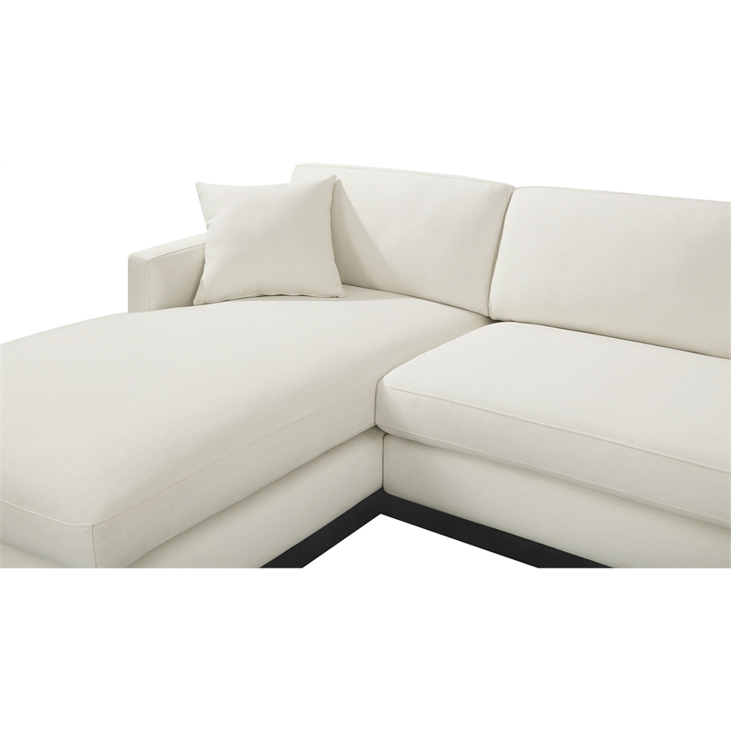 Meridian Furniture Johanna Cream Linen Textured Fabric 3pc. Sectional