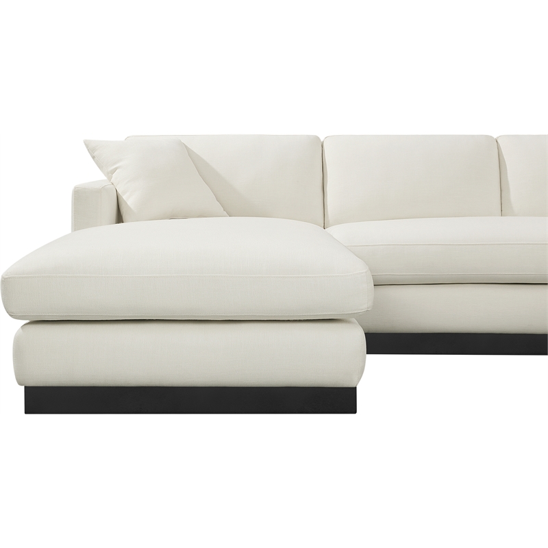 Meridian Furniture Johanna Cream Linen Textured Fabric 3pc. Sectional
