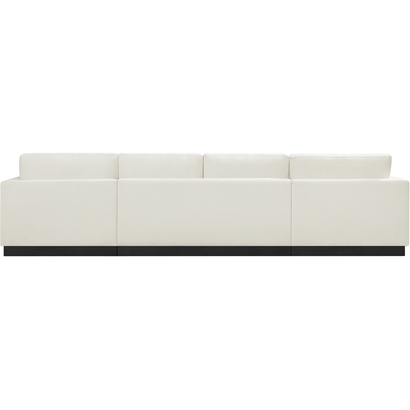 Meridian Furniture Johanna Cream Linen Textured Fabric 3pc. Sectional