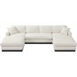Meridian Furniture Johanna Cream Linen Textured Fabric 3pc. Sectional