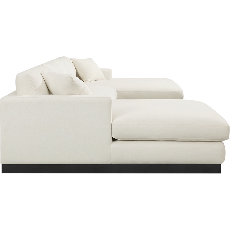 Meridian Furniture Johanna Cream Linen Textured Fabric 3pc. Sectional