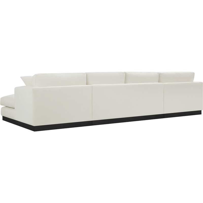 Meridian Furniture Johanna Cream Linen Textured Fabric 3pc. Sectional