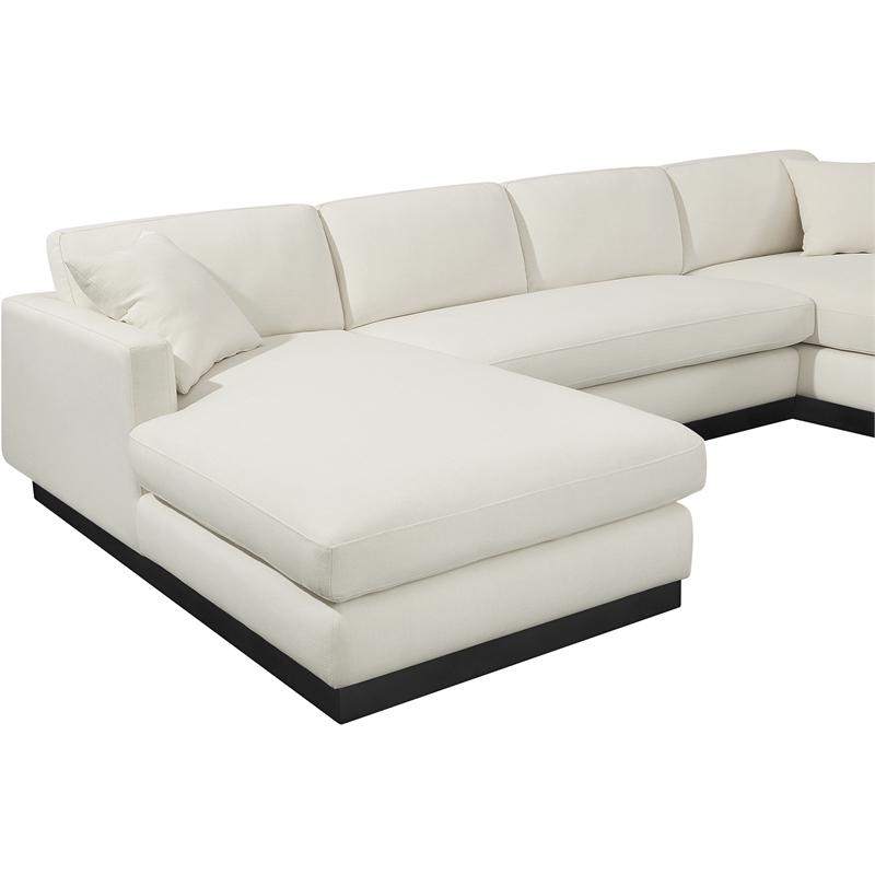 Meridian Furniture Johanna Cream Linen Textured Fabric 3pc. Sectional
