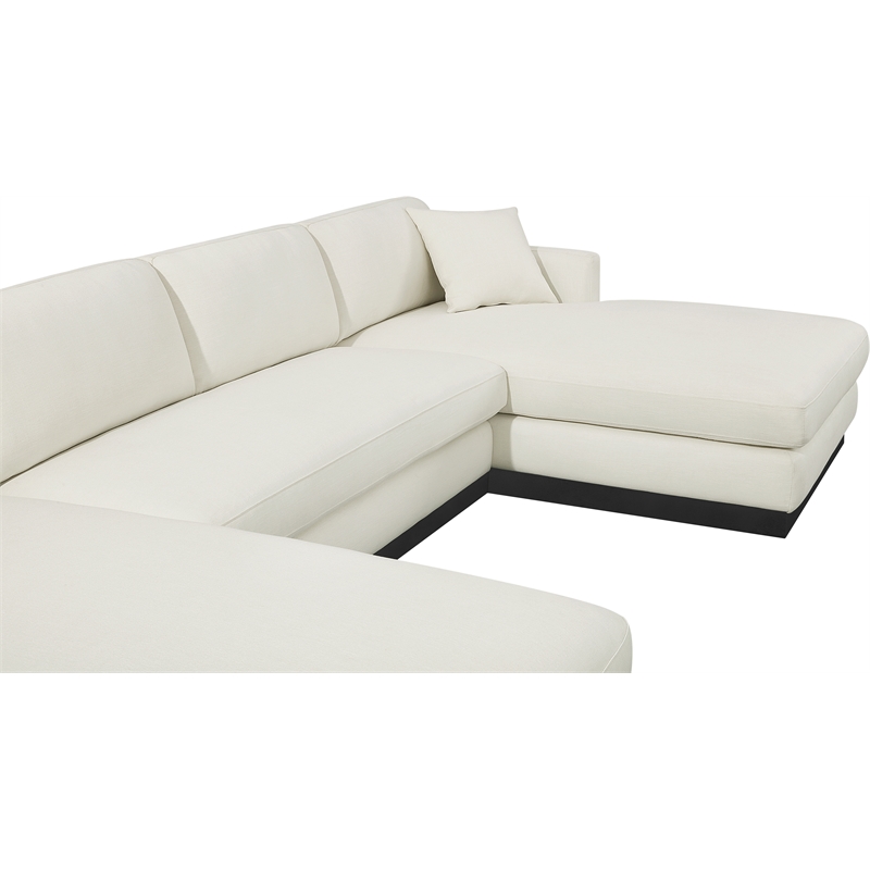 Meridian Furniture Johanna Cream Linen Textured Fabric 3pc. Sectional