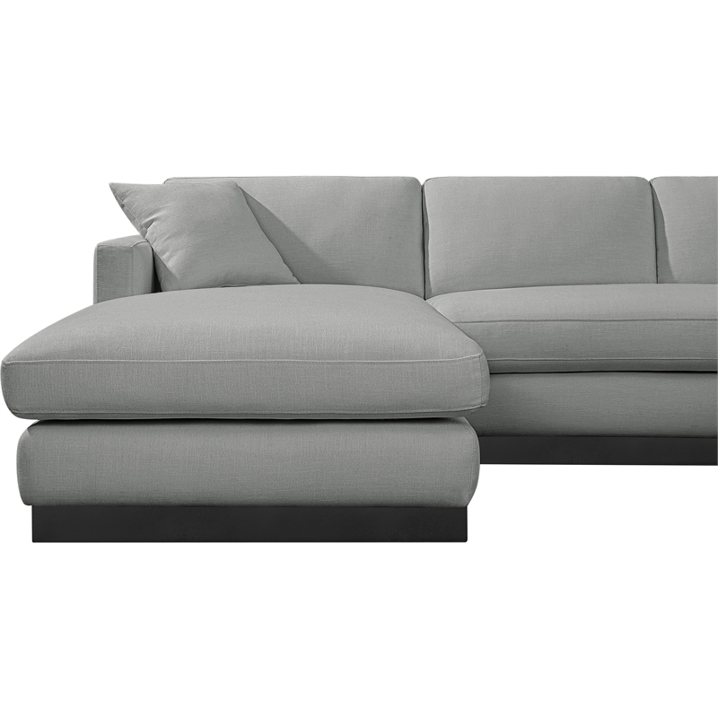Meridian Furniture Johanna Grey Linen Textured Fabric 3pc. Sectional