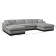 Meridian Furniture Johanna Grey Linen Textured Fabric 3pc. Sectional