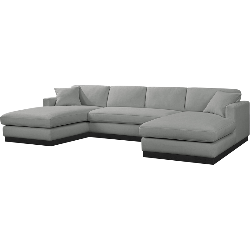 Meridian Furniture Johanna Grey Linen Textured Fabric 3pc. Sectional