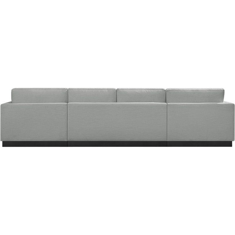 Meridian Furniture Johanna Grey Linen Textured Fabric 3pc. Sectional
