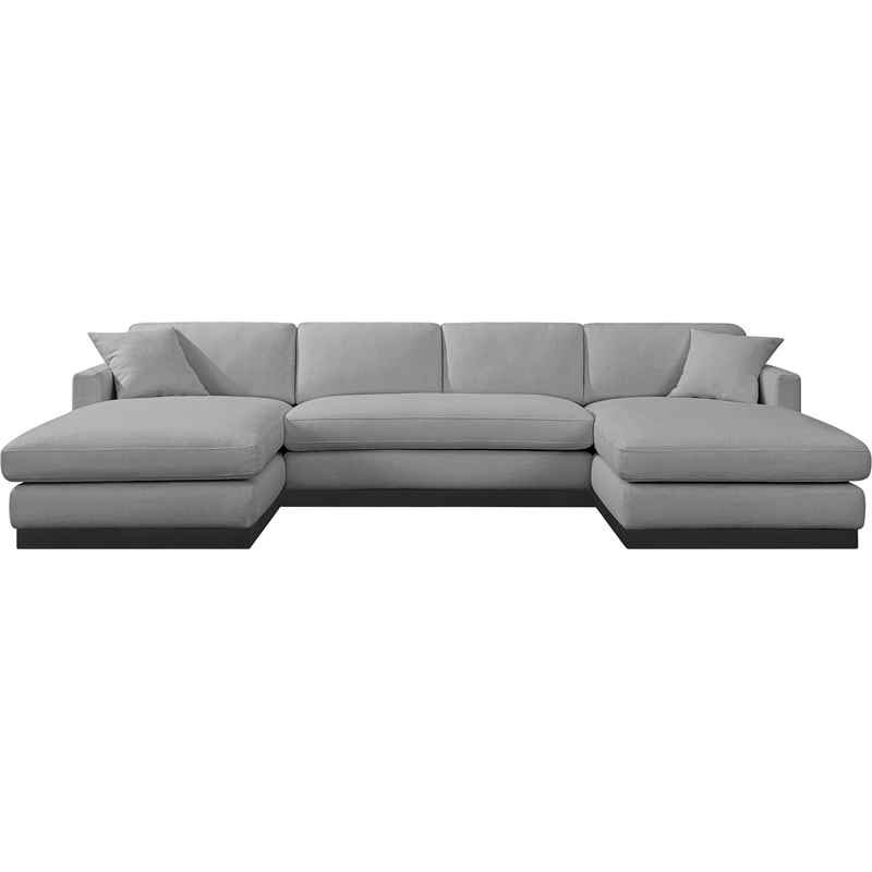 Meridian Furniture Johanna Grey Linen Textured Fabric 3pc. Sectional