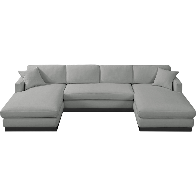 Meridian Furniture Johanna Grey Linen Textured Fabric 3pc. Sectional