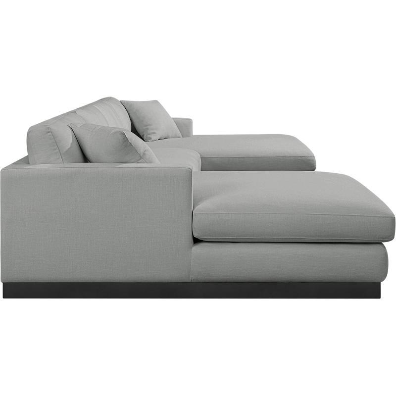 Meridian Furniture Johanna Grey Linen Textured Fabric 3pc. Sectional