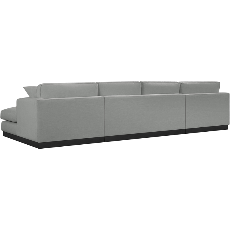 Meridian Furniture Johanna Grey Linen Textured Fabric 3pc. Sectional