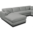 Meridian Furniture Johanna Grey Linen Textured Fabric 3pc. Sectional